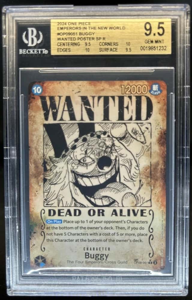 2024 One Piece Emperors New World Buggy Wanted Alt Art #OP09-051 BGS 9.5