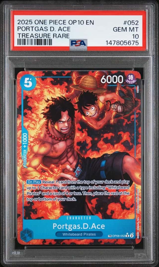 2025 ONE PIECE OP10-ROYAL BLOOD TREASURE RARE #052 PORTGAS D. ACE PSA 10