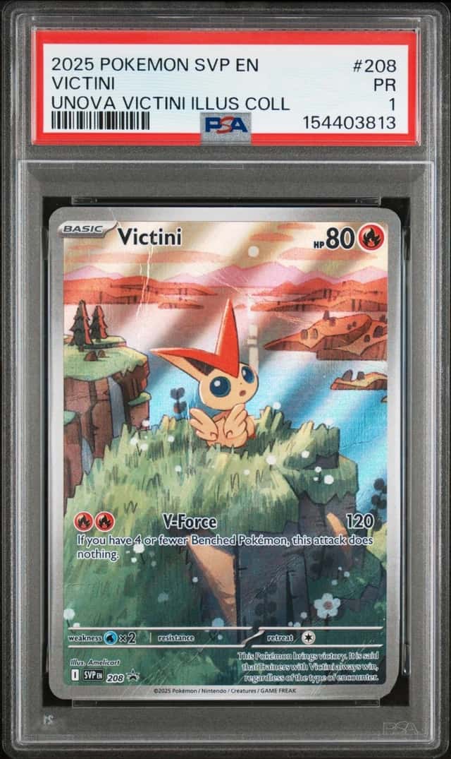 2025 POKEMON SVP PROMO UNOVA VICTINI ILLUSTRATION COLLECTION #208 VICTINI PSA 1