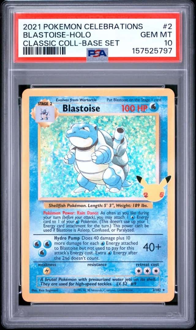2021 POKEMON CELEBRATIONS CLASSIC COLLECTION #2 BLASTOISE-HOLO PSA 10