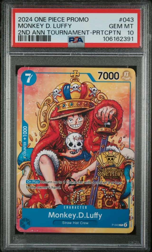 One Piece Monkey D. Luffy Promo 043 2nd Ann. Tournament Participation PSA 10