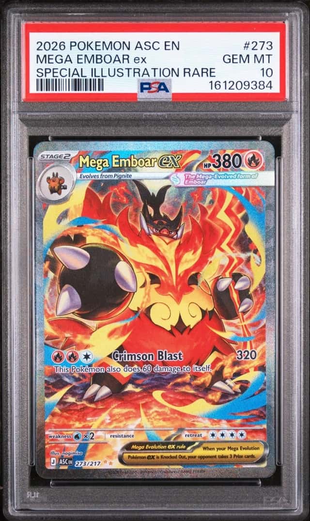 Pokemon Mega Emboar ex Ascended Heroes 273 Special Illustration Rare PSA 10