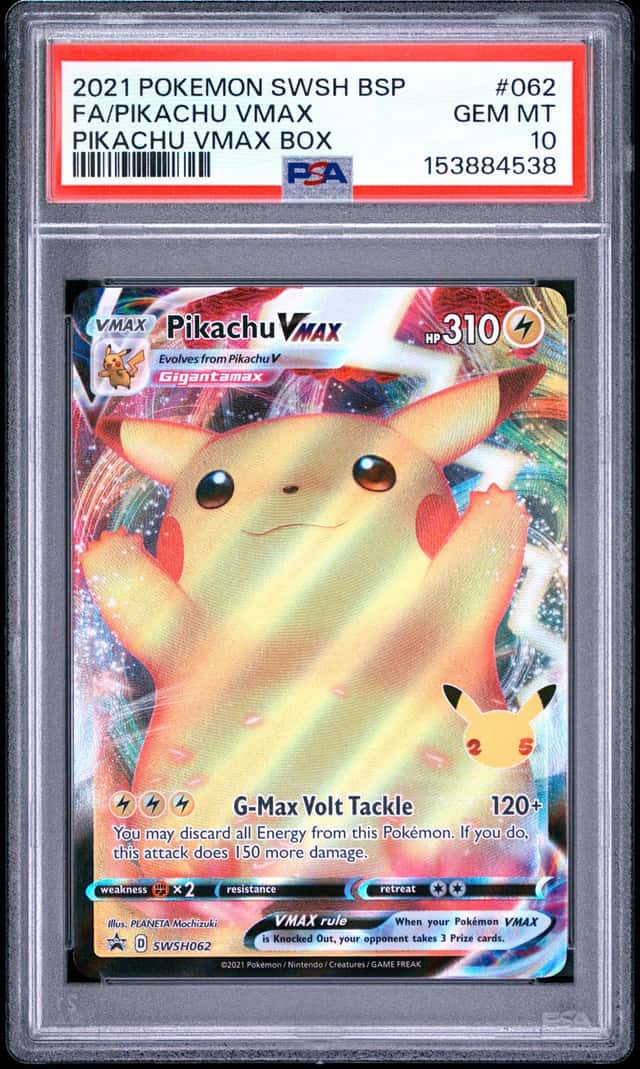 Pokemon Pikachu Vmax Bx. Swsh Black Star Promo 062 Full Art PSA 10 Gem Mint
