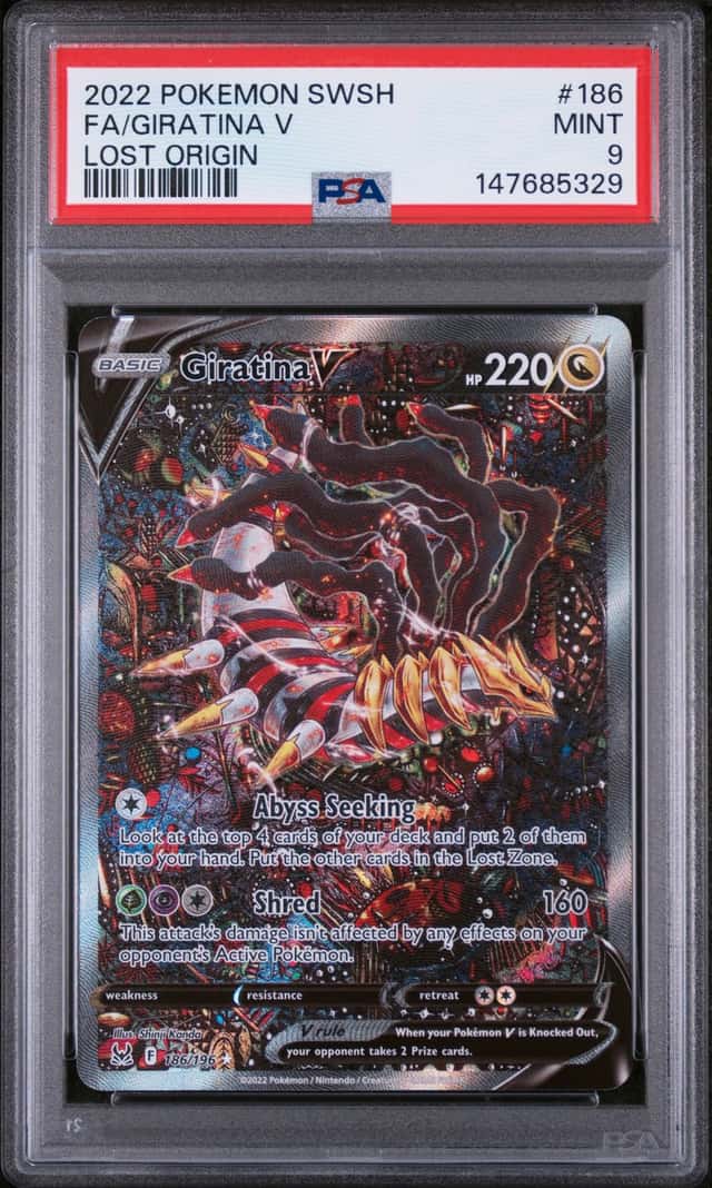 TCG pokem2022 Pokemon SWSH Lost Origin Full Art Giratina V 186 PSA 9on
