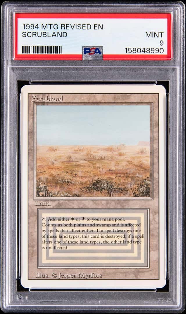 1994 Magic: The Gathering Revised Scrubland - PSA MINT 9