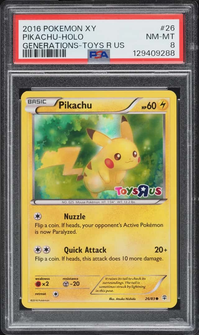 2016 Pokemon XY Generations Toys R Us Holo Pikachu #26 PSA 8 NM-MT