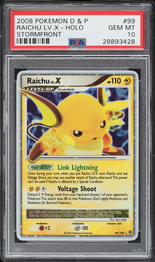 2008 Pokemon Diamond & Pearl Stormfront Holo Raichu LV.X #99 PSA 10 GEM MINT
