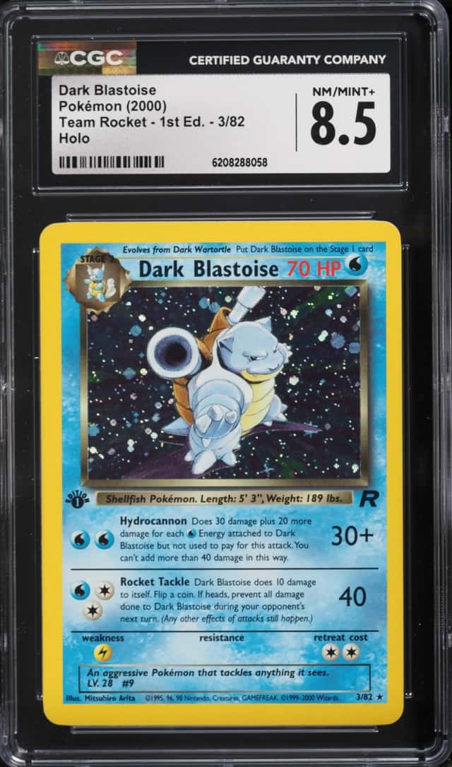 2000 Pokemon Team Rocket 1st Edition Holo Dark Blastoise #3 CGC 8.5 NM-MT+