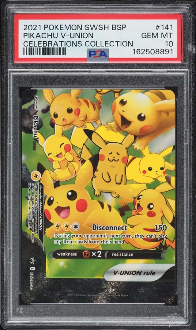 2021 Pokemon Sword & Shield Promo Celebrations Holo Pikachu V-UNION #SWSH141 PSA 10 GEM MINT