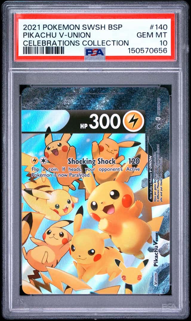 2021 Pokemon Sword & Shield Promo Celebrations Holo Pikachu V-UNION #SWSH140 PSA 10 GEM MINT