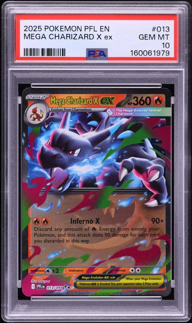 2025 Pokemon Mega Evolution Phantasmal Flames Holo Mega Charizard X ex #13 PSA 10 GEM MINT