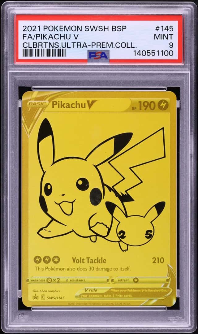 2021 Pokemon Sword & Shield Promo Celebrations Ultra Premium Full Art Pikachu V #SWSH145 PSA 9