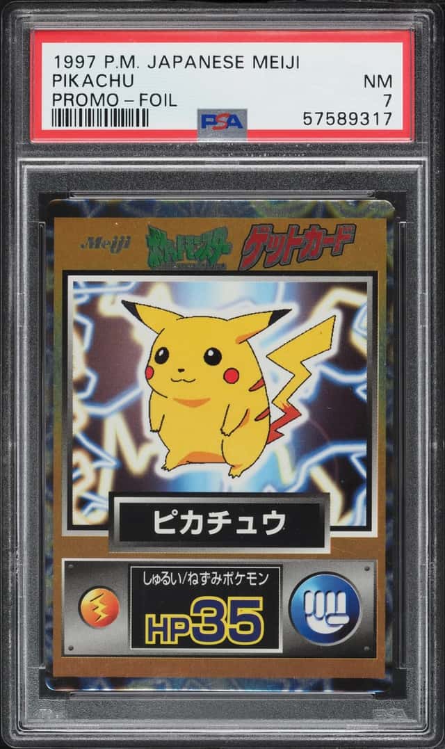 1997 Pokemon Japanese Meiji Promo Foil Pikachu PSA 7 NRMT