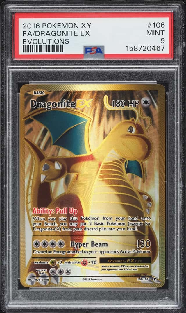 2016 Pokemon XY Evolutions Gold Rare Dragonite EX #106 PSA 9 MINT