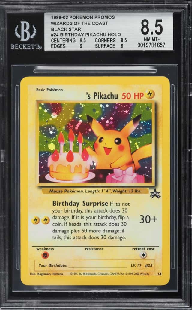 1999 Pokemon Black Star Promo Holo Birthday Pikachu #24 BGS 8.5 NM-MT+