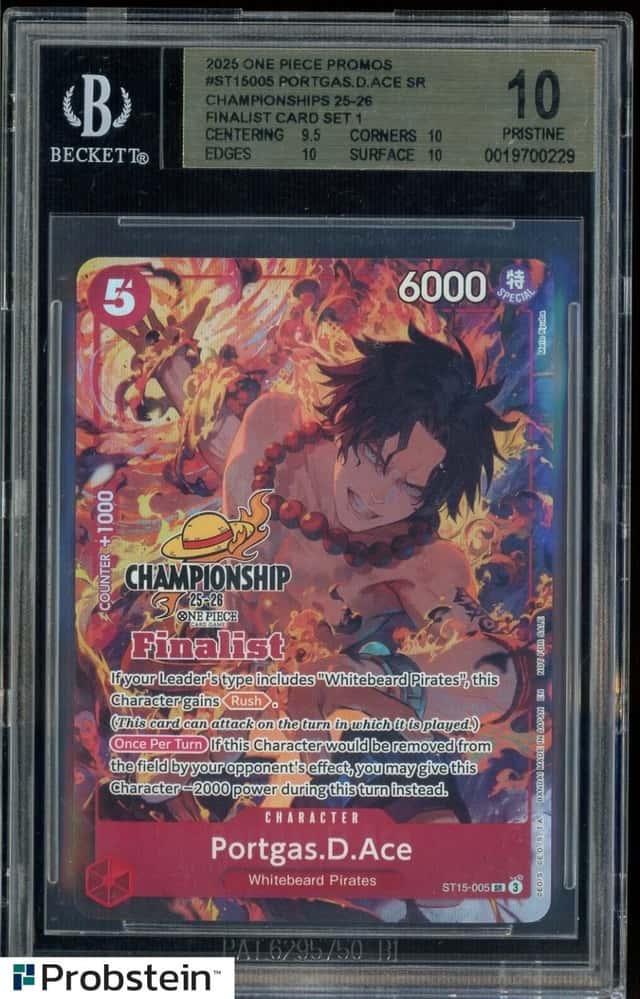 2025 One Piece EN Championship 25-26 TP Pack #005 Portgas D. Ace Finalist BGS 10