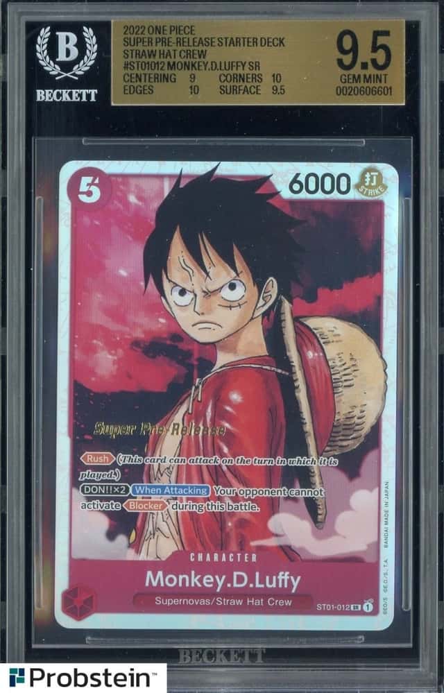 2022 One Piece English Super Pre-Release ST01-012 Monkey D Luffy BGS 9.5