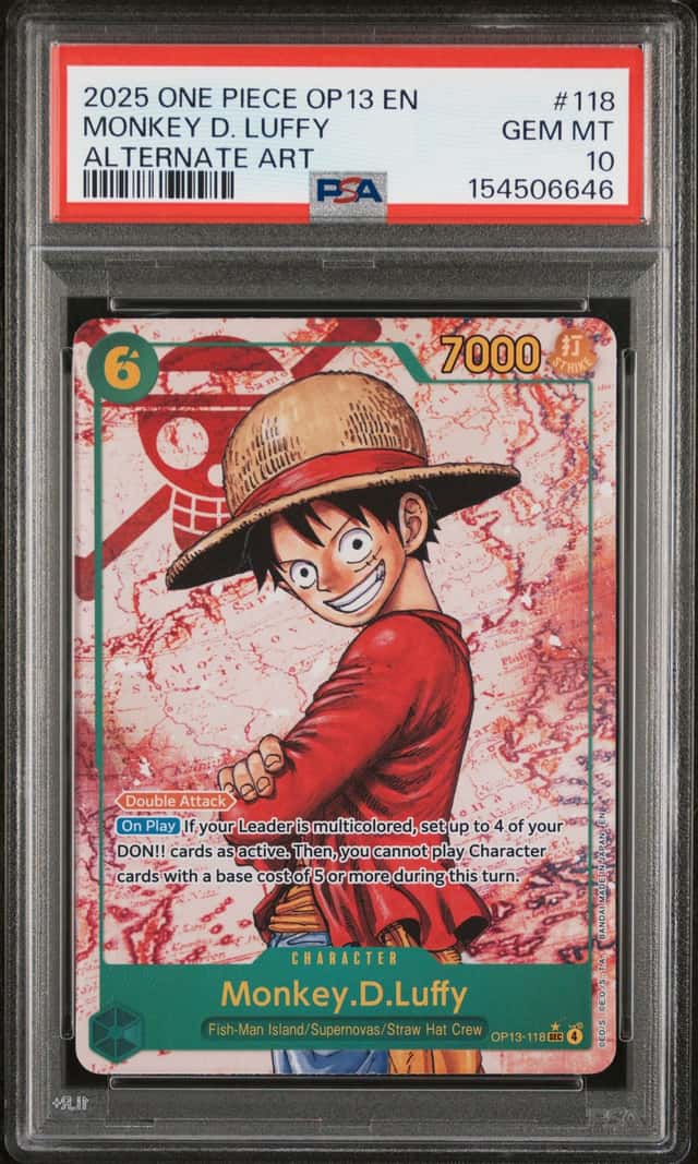 2025 ONE PIECE OP13-CARRYING ON HIS WILL ALTERNATE ART MONKEY D. LUFFY PSA 10