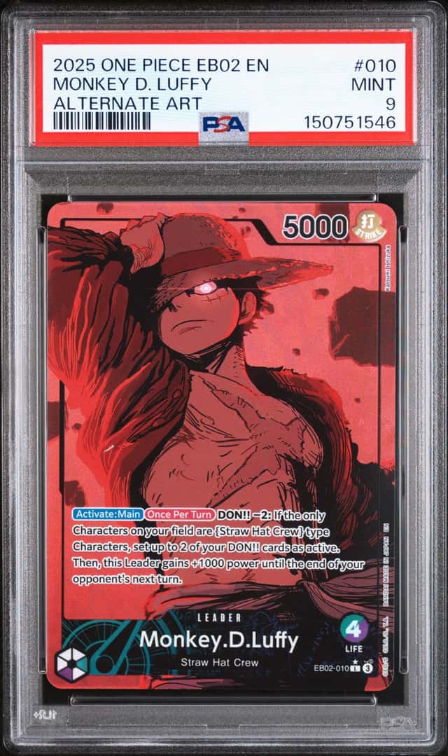 2025 ONE PIECE EB02-ANIME 25TH COLLECTION ALT ART MONKEY D. LUFFY PSA 9