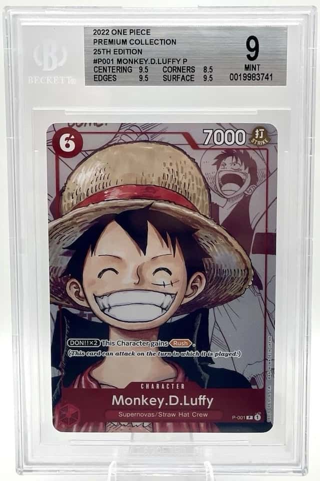 Monkey.D.Luffy (Alt Art) P-001 One Piece Promo 25th Anniversary Edition BGS 9