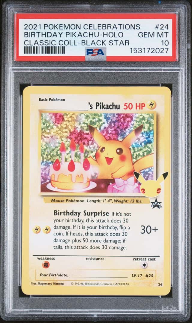 Pokémon 2021 Celebrations Birthday Pikachu Holo Promo #24 PSA 10 EN
