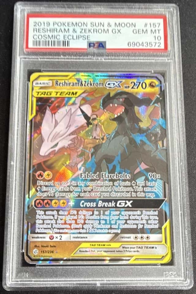 2019 Pokemon TCG Reshiram & Zekrom GX TAG TEAM Holo Ultra Rare 157/236 PSA 10