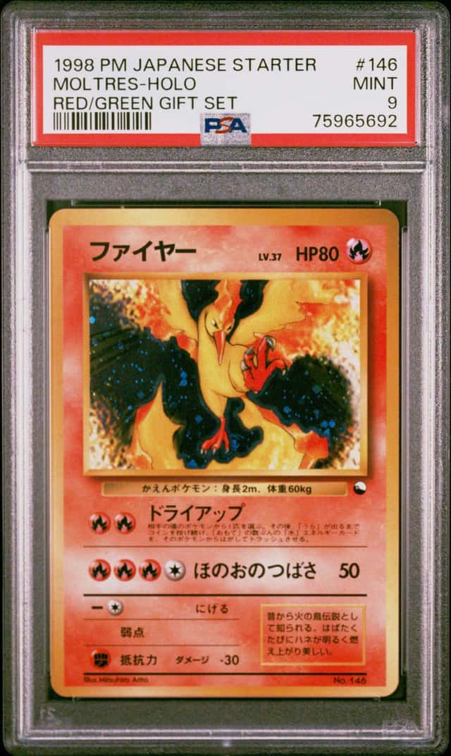 1998 Pokemon Starter Red/Green Gift Set #146 Moltres Holo PSA 9 MINT