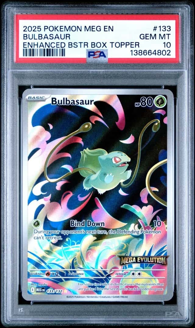 2025 POKEMON MEG EN-MEGA EVOLUTION ENHANCED BOOSTER BOX TOPPER BULBASAUR PSA 10