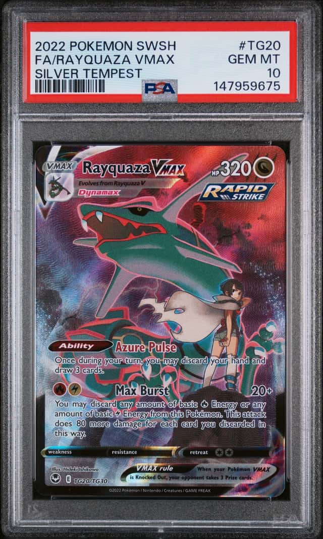2022 POKEMON SWORD & SHIELD SILVER TEMPEST #TG20 FULL ART/RAYQUAZA VMAX PSA 10