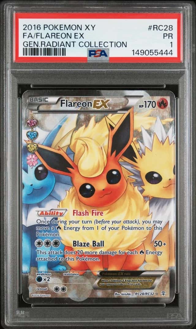2016 POKEMON XY GENERATIONS RADIANT COLLECTION #RC28 FULL ART/FLAREON EX PSA 1