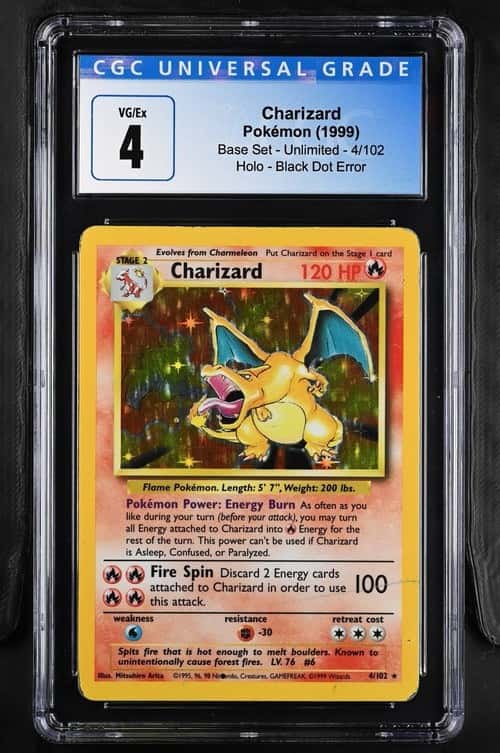 1999 Pokemon Base Set Holo (Black Dot Error) Charizard CGC 4 #4/102