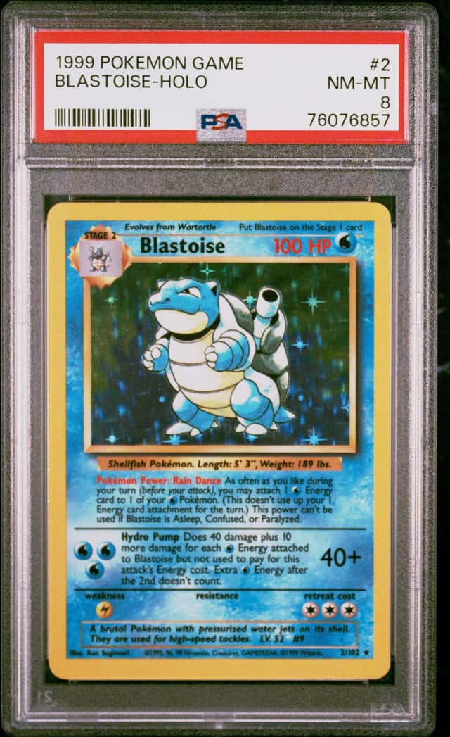 1999 Pokémon Blastoise Base Set 2/102 Holo PSA 8