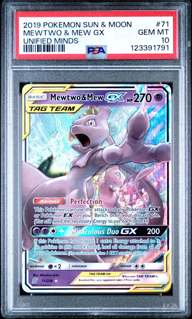 Mewtwo & Mew GX *PSA 10* Full Art *Unified Minds* #71 * Pokemon