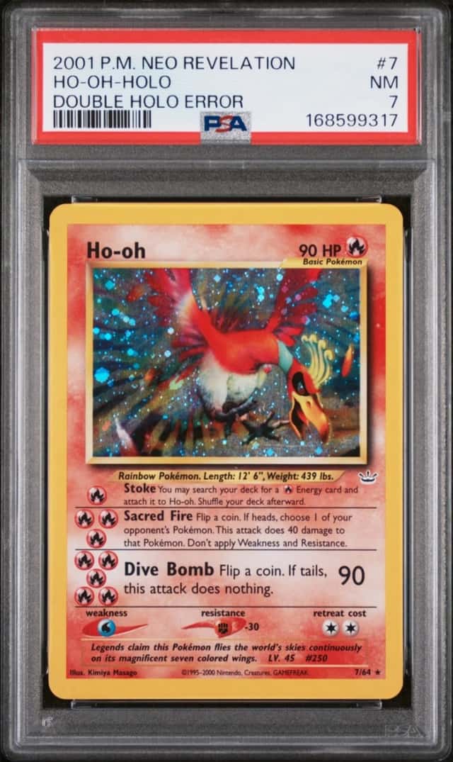 2001 POKEMON NEO REVELATION DOUBLE HOLO ERR #7 HO-OH-HOLO PSA 7