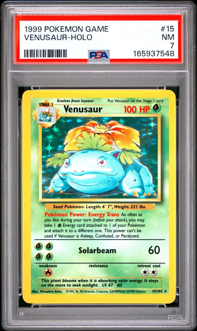 POKEMON BASE SET VENUSAUR 1999 GAME #15 HOLO PSA 7