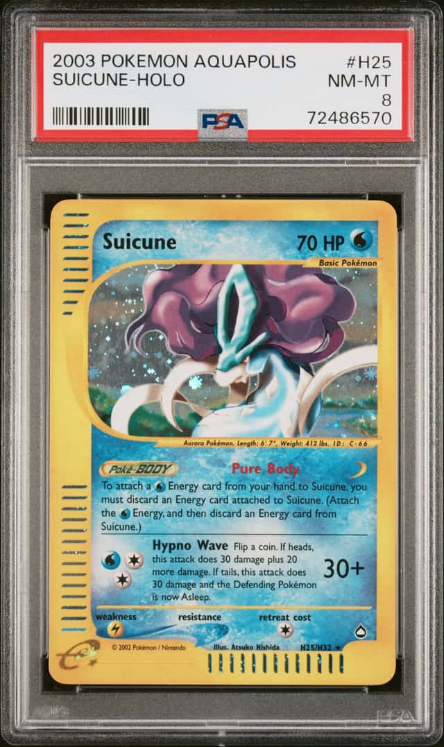 Pokemon Suicune Holo Aquapolis H25 PSA 8