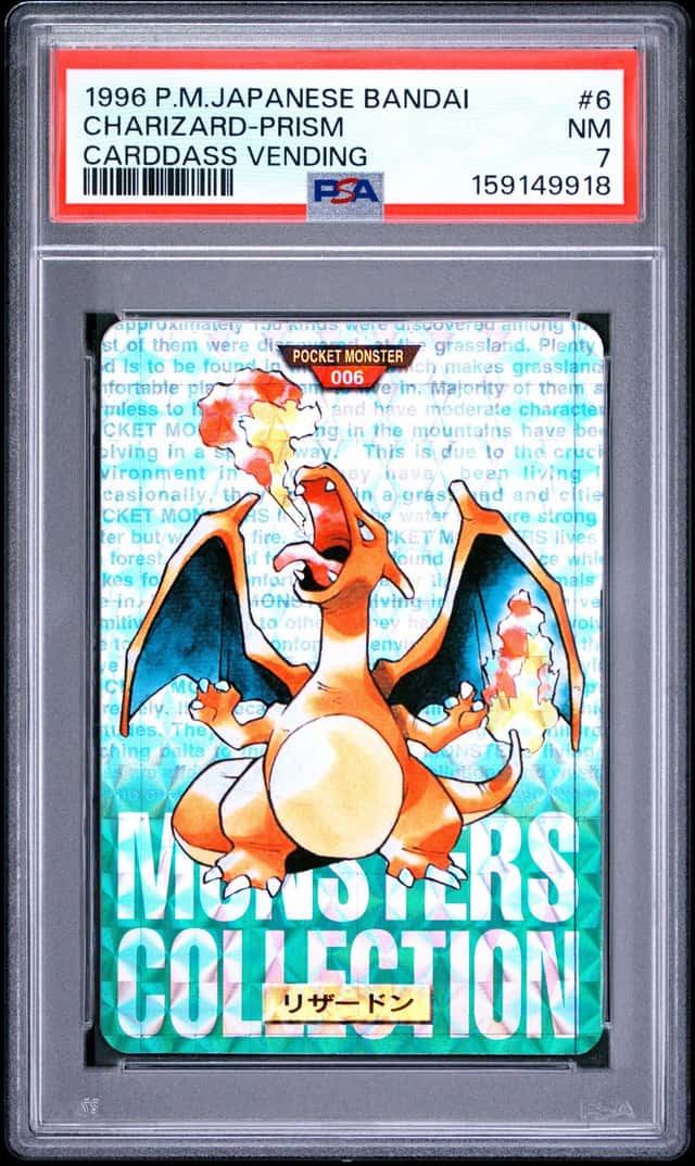 PSA 7 2026 CERT CHARIZARD-PRISM 1996 POKEMON JAPANESE BANDAI CARDDASS VENDING #6