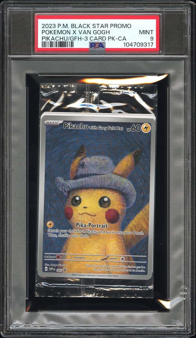 2023 POKEMON #085 PIKACHU WITH GREY FELT HAT VAN GOGH 3-CARD PACK CANADA PSA 9