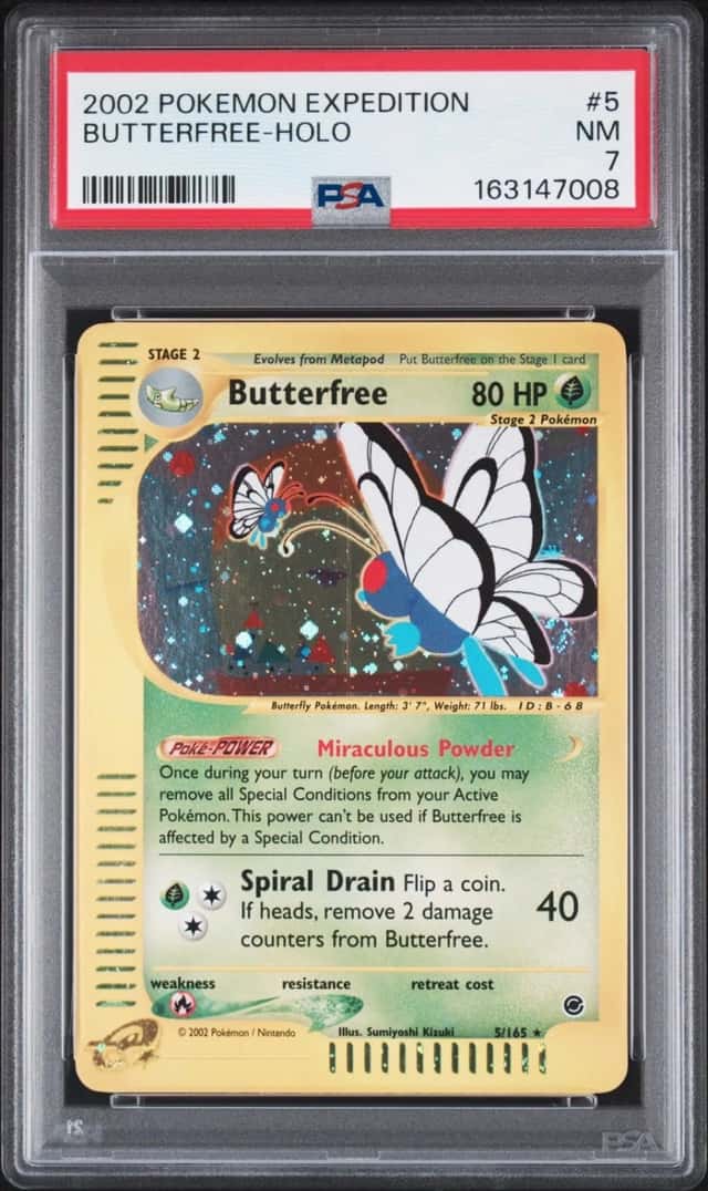 2002 POKEMON EXPEDITION #5 BUTTERFREE-HOLO PSA 7