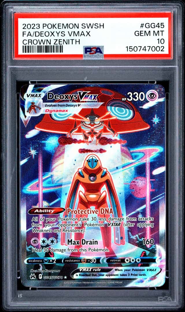 2023 POKEMON SWORD & SHIELD CROWN ZENITH #GG45 FULL ART/DEOXYS VMAX PSA 10