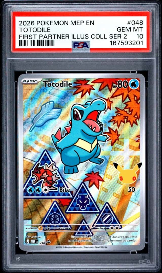 2026 POKEMON MEP FIRST PARTNER ILLUSTRATION COLLECTION #048 TOTODILE PSA 10