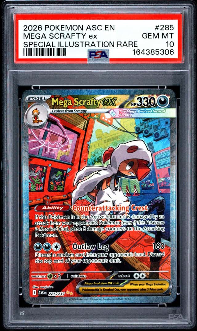 2026 POKEMON ASCENDED HEROES SPECIAL ILLUSTRATION RARE MEGA SCRAFTY EX PSA 10