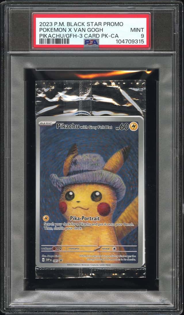 2023 POKEMON #085 PIKACHU WITH GREY FELT HAT VAN GOGH 3-CARD PACK CANADA PSA 9