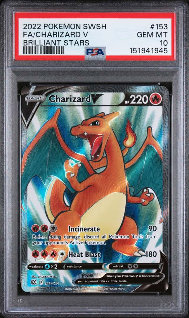 2022 POKEMON SWSH BRILLIANT STARS #153 CHARIZARD V FULL ART ULTRA RARE PSA 10