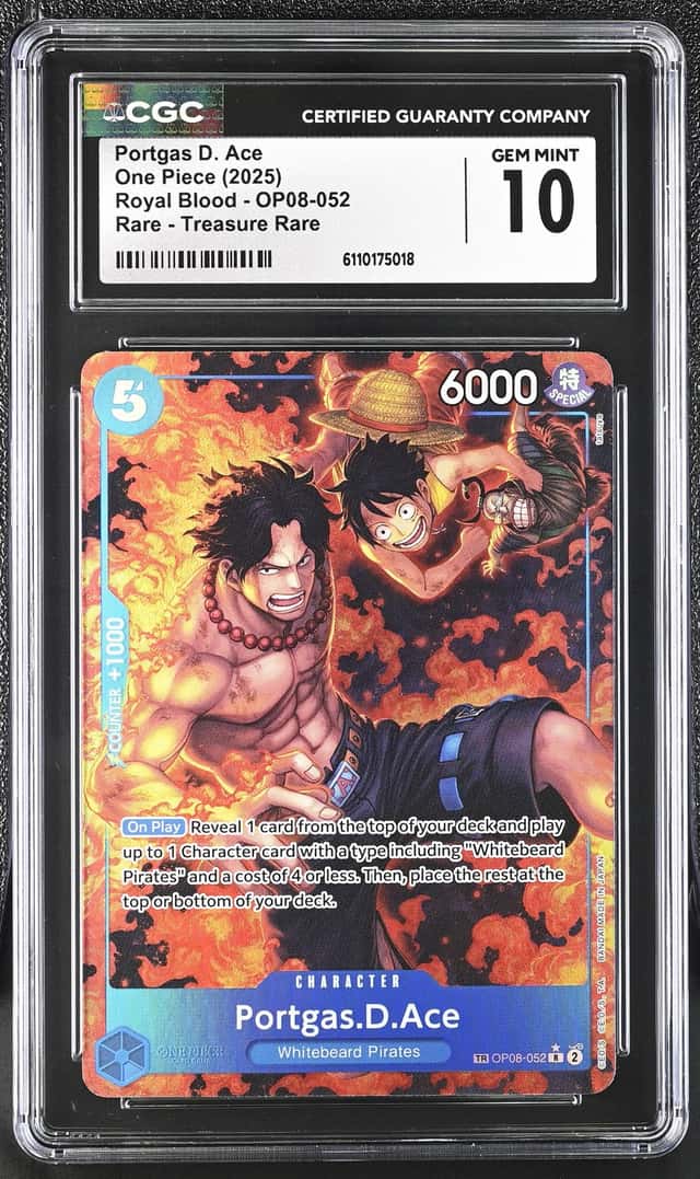One Piece Portgas D. Ace Royal Blood OP08-052 Treasure Rare CGC 10 Pristine