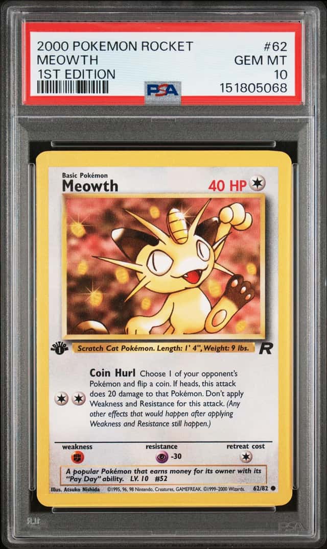 2000 Pokemon Team Rocket First Edition Meowth #62/82 PSA 10 GEM MINT