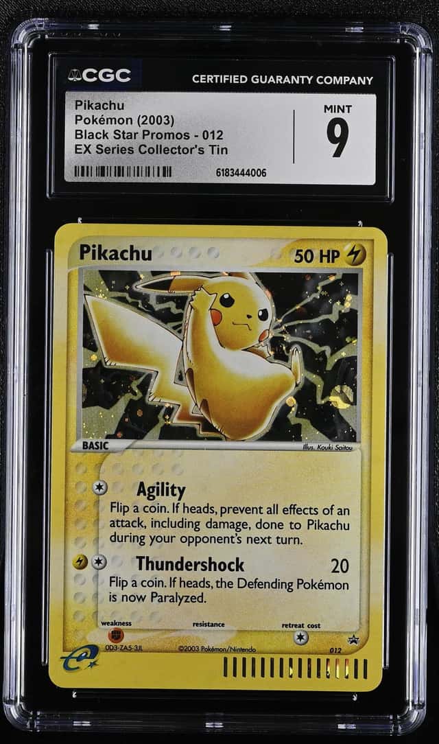 PIKACHU 2003 POKEMON BLACK STAR PROMOS HOLO #012 EX TIN CGC 9 Q7285
