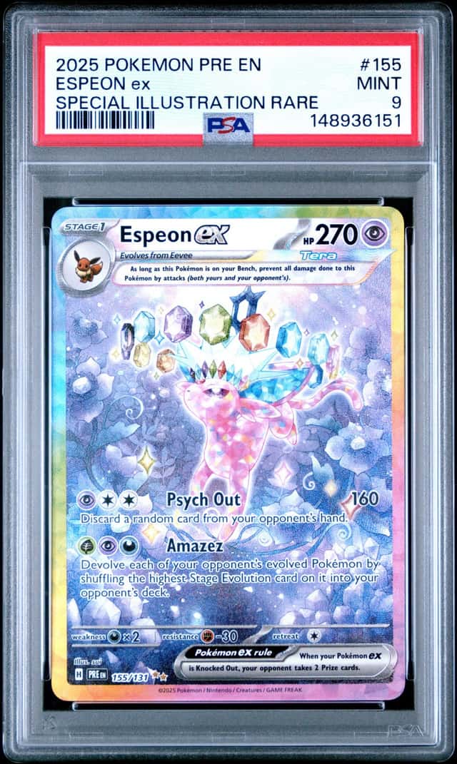 Espeon ex PSA 9 2025 Pokemon Prismatic Evolutions #155/131 Special Rare 6151