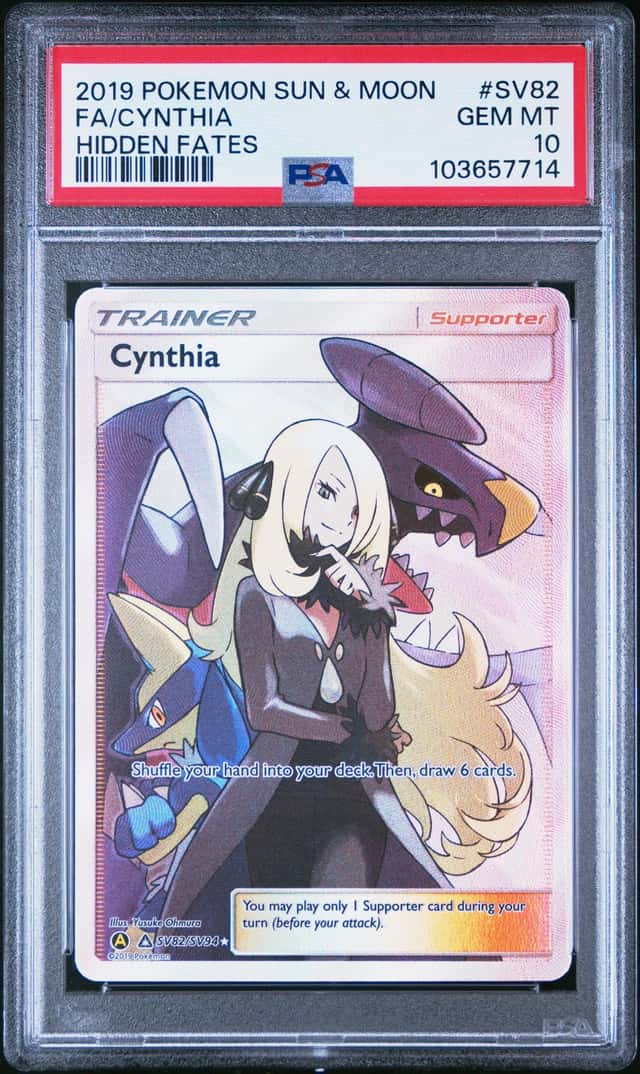 2019 Pokemon Sun & Moon Hidden Fates #SV82 FA Cynthia PSA 10 GEM MINT