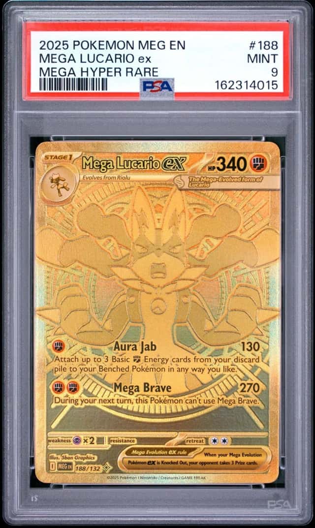 2025 POKEMON MEG EN-MEGA EVOLUTION MEGA HYPER RARE #188 MEGA LUCARIO EX PSA 9